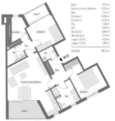 Wohn(t)raum mit 4 Zimmer, 2 Loggien und ein Grundriss mit Raffinesse