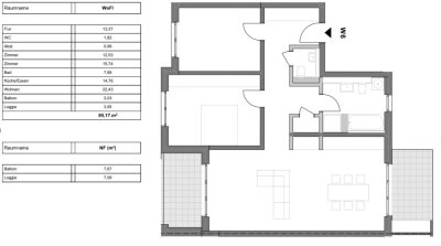 Möblierte 3-Zimmer Wohnung mit 2 Balkonen+Tiefgarage auf Zeit in der Nordstadt