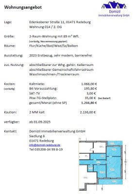 Schöne 2 Raumwohnung in Radeburg