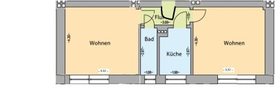 2er WG möglich, Uni-Nähe, 2-Zimmer+Küche+Fenster-Bad