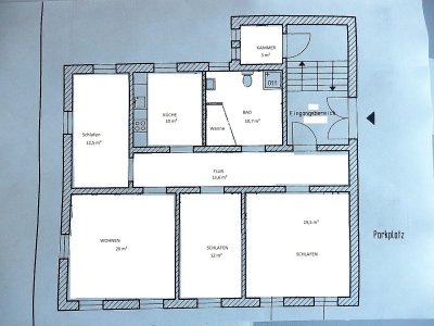 4 Raum Wohnung 101 m² im Erdgeschoss mit großem Bad
