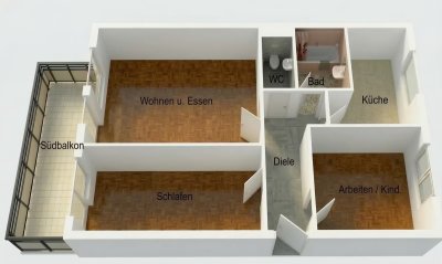 3-Zimmer-Wohnung mit Süd-Balkon in Karlsruhe