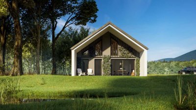NEUBAU: stilvoller Bungalow Holzhaus in ruhiger Ortsrandlage von Stoffen