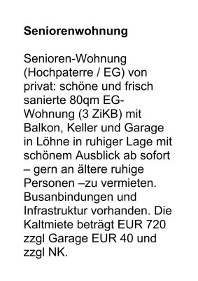 Seniorenwohnung