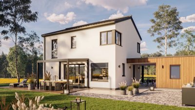 TRAUMLAGE: Neubau eines modernen Holzhauses Einfamilienhaus mit Grundstück am idyllischen Ortsrand!